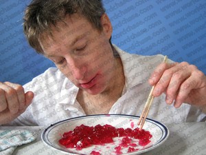 Eating jelly with chopsticks for another world record