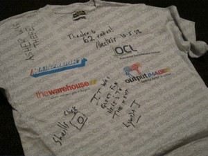Commemorative t-shirt from the record for the most radio interviews in 24 hours